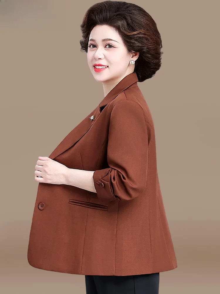 

Модный весенний пиджак в западном стиле для женщин среднего и старшего возраста, повседневное женское пальто с V-образным вырезом, однобортное.