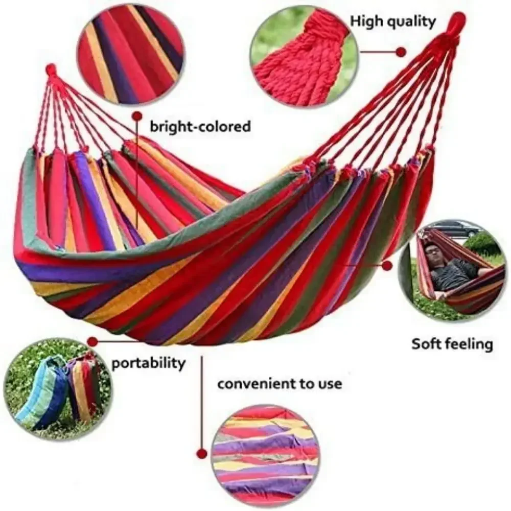 Comfortable canvas hammock chair durable indoor/outdoor swing seat for garden, patio, camping, home leisure image 4
