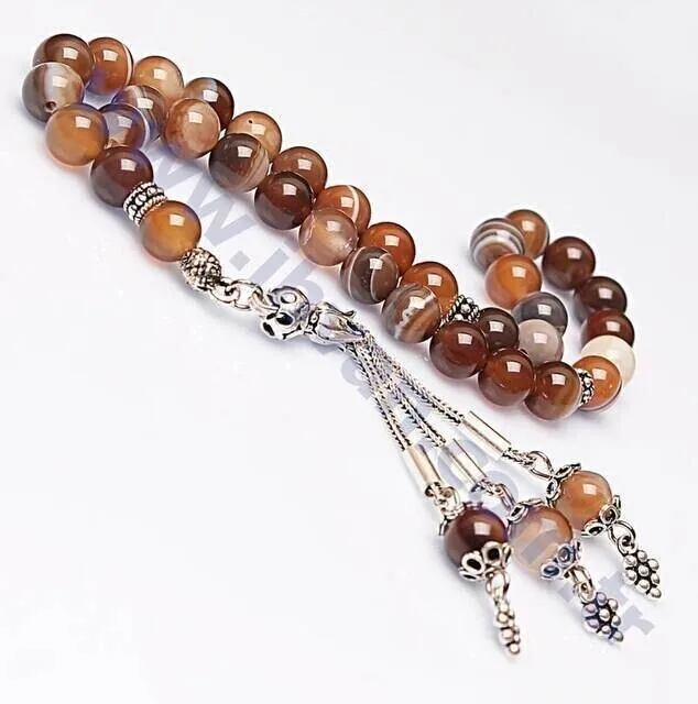 IQRAH Agate Stone Rosary (925 SETTING SILVER 8mm)