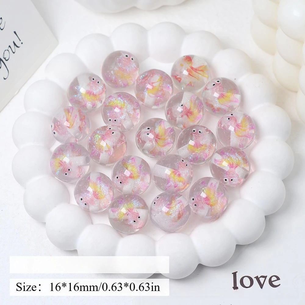 5/10/20Pcs, 16*16mm, Beads, Beads, Goldfish Pattern, Resin, Beads, DIY, Accessories, Car Accessories