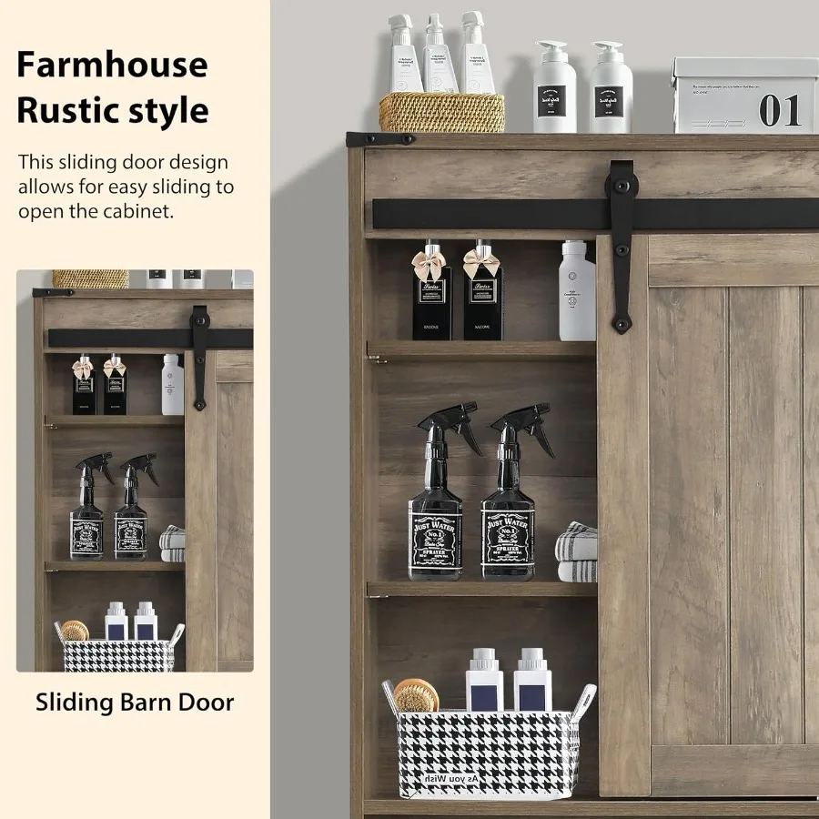 خزانة تخزين فوق المرحاض، رف الحمام فوق منظم الحمام، رف موفر للمساحة مع رف قابل للتعديل، حظيرة رمادية #5