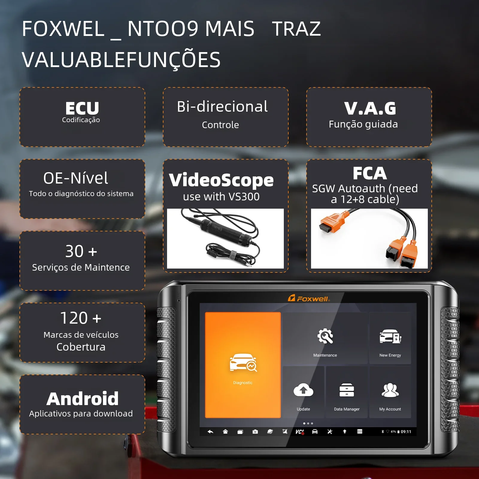 Foxwell-herramienta de diagnóstico para coche, escáner automotriz NT1009 OBD2, codificación ECU, todos los sistemas, reinicio bidireccional, 35, 2024