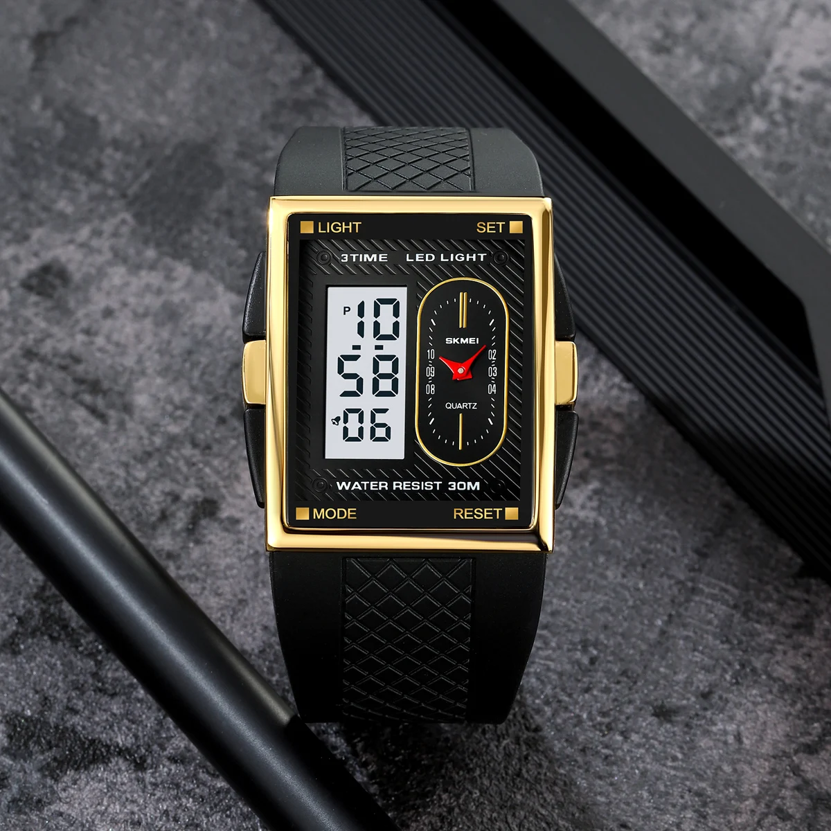 

SKMEI креативный 3-часовой светодиодный дисплей, цифровой секундомер, спортивные часы, мужские водонепроницаемые наручные часы с календарем, будильник reloj hombre