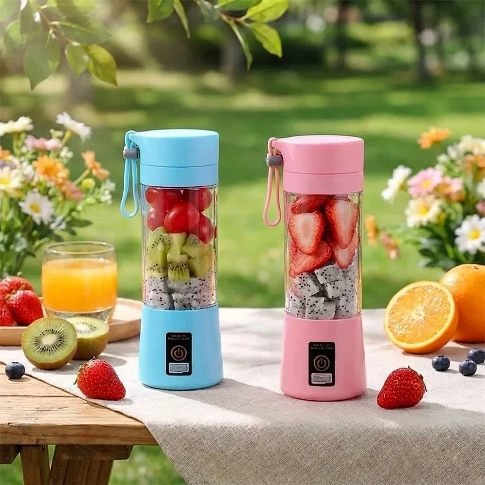 Portable USB Rechargeable Electric Juice Extractor Cup, 6-Leaf Blade Automatic Mini Juicer Blender, Lightweight Fruit Mixer for