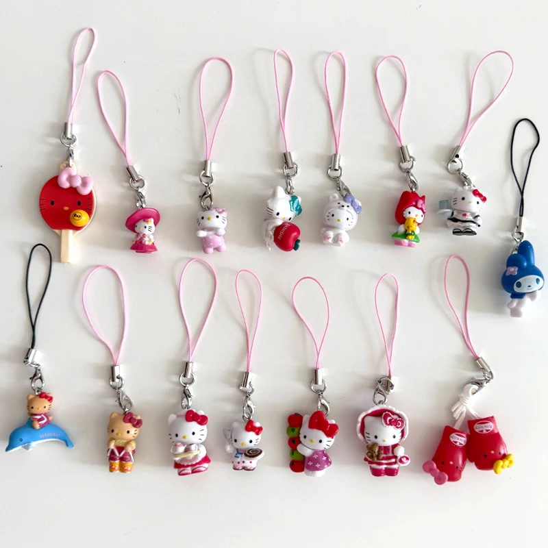 Colgante japonés de concha de concha, bolso de Hello Kitty, colgante Kawaii Vintage, pastel, delfín, llavero de Hello Kitty, adorno de regalo de cumpleaños