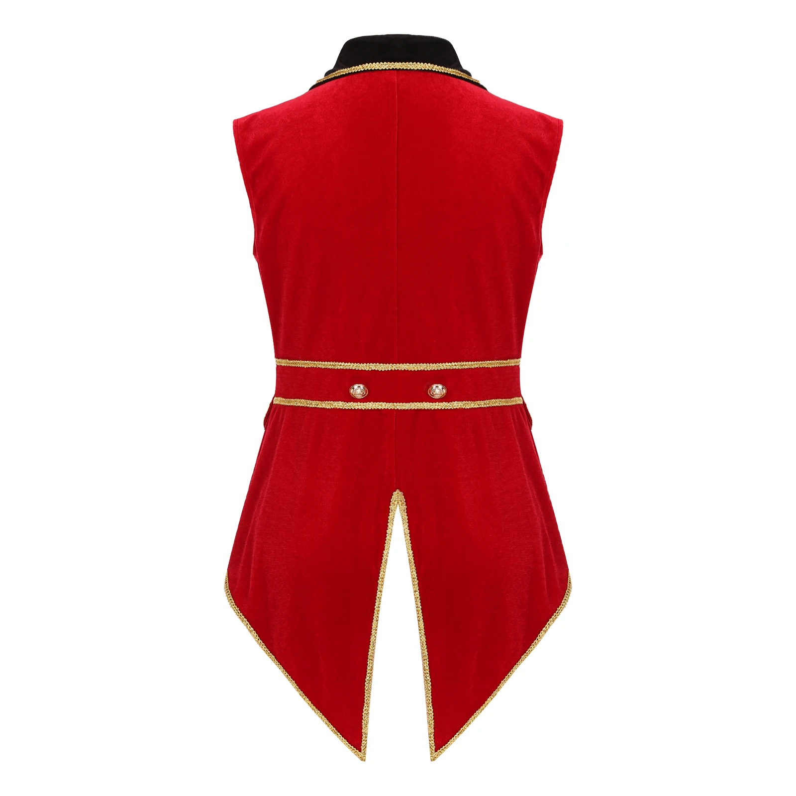 Womens Holiday Showman Wizard Cosplay Costume Circus Ringmaster Tailcoat Lapel Sleeveless Velvet Vintage Jacket Outerwear