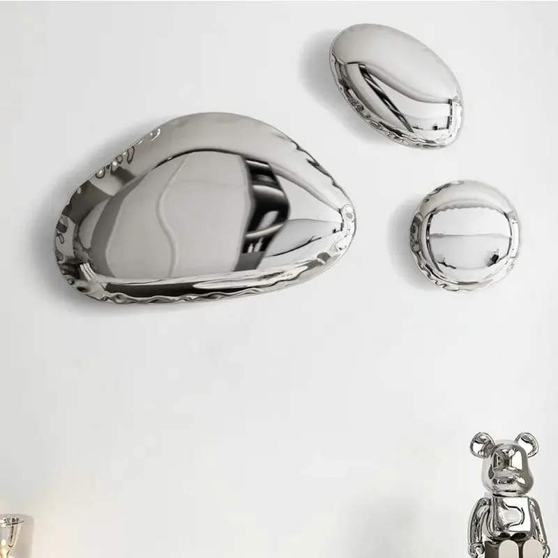 Stainless steel droplet shaped wall hangings, pebble shaped metal sculptures, creative and fashionable wall decorations BB660KE