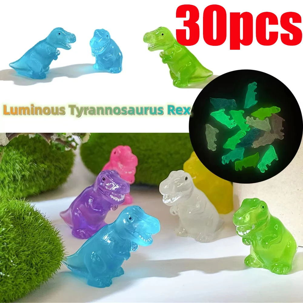 

30pcs Luminous Mini Tyrannosaurus Rex Fairy Garden Decoration Miniature Dinosaurs Home Decor Micro Landscape Accessories Gift
