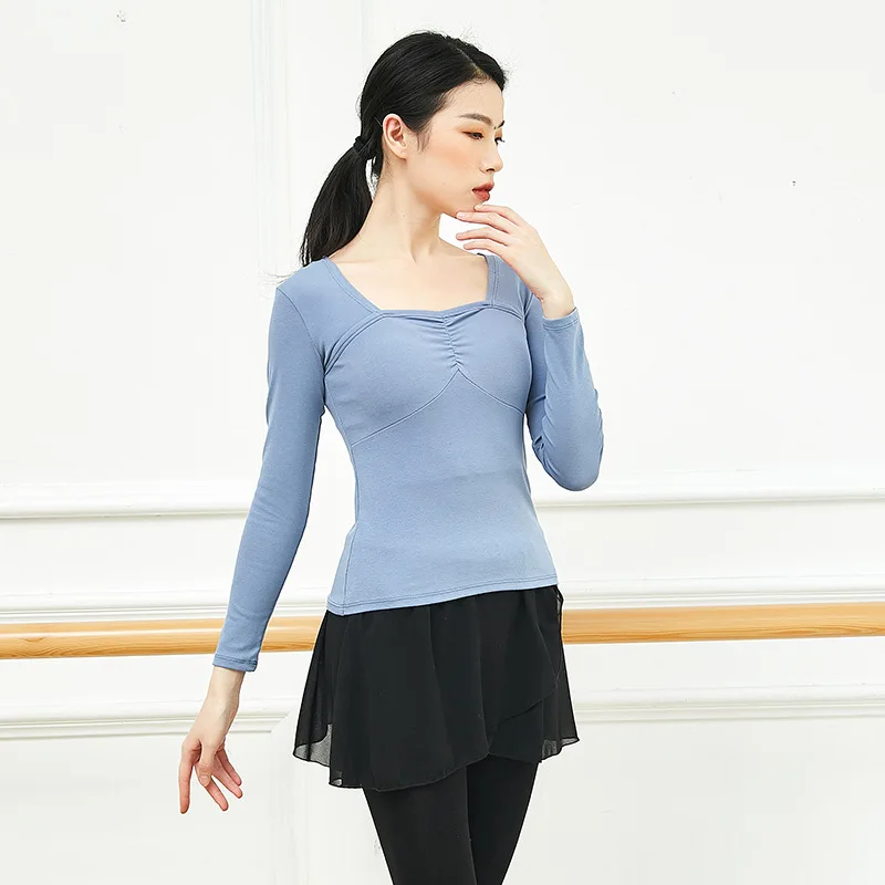 

Modern Autumn New Arrival Sexy Fashion Women Latin Dance Costumes Modal Long Sleeves High Elastic Blouse Dance Training Top