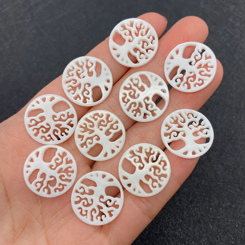

2pcs Natural Mother-of-pearl Pendants Tree of Life Carved Craft Handmade Charm for DIY Necklace Gifts Jewelry Making Accessories