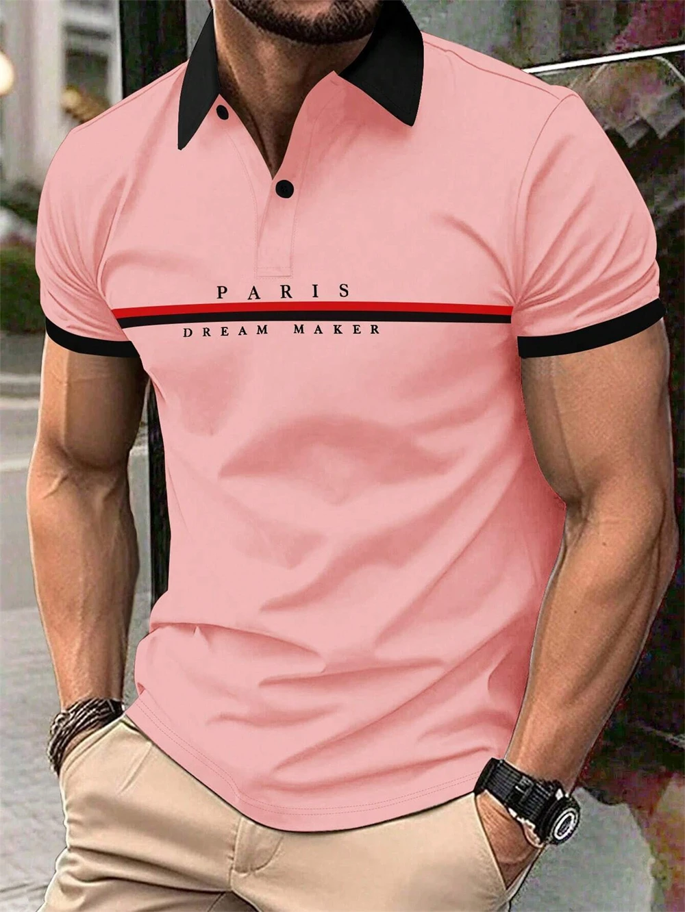 Letter Men\'s Summer Polo Shirt Breathable Golf Polo T-Shirt Sport Hiking Shirts Casual Work Short Sleeved Male Business Clothes
