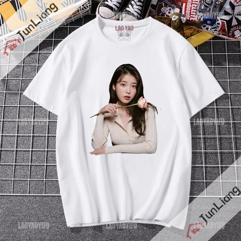 Iu Korean Fashion Woman Blouse 2023 Lee Ji Eun Y2k Tops Funny T Shirts Manga Kpop Zevity Aesthetic Clothing Cutecore T-shirts