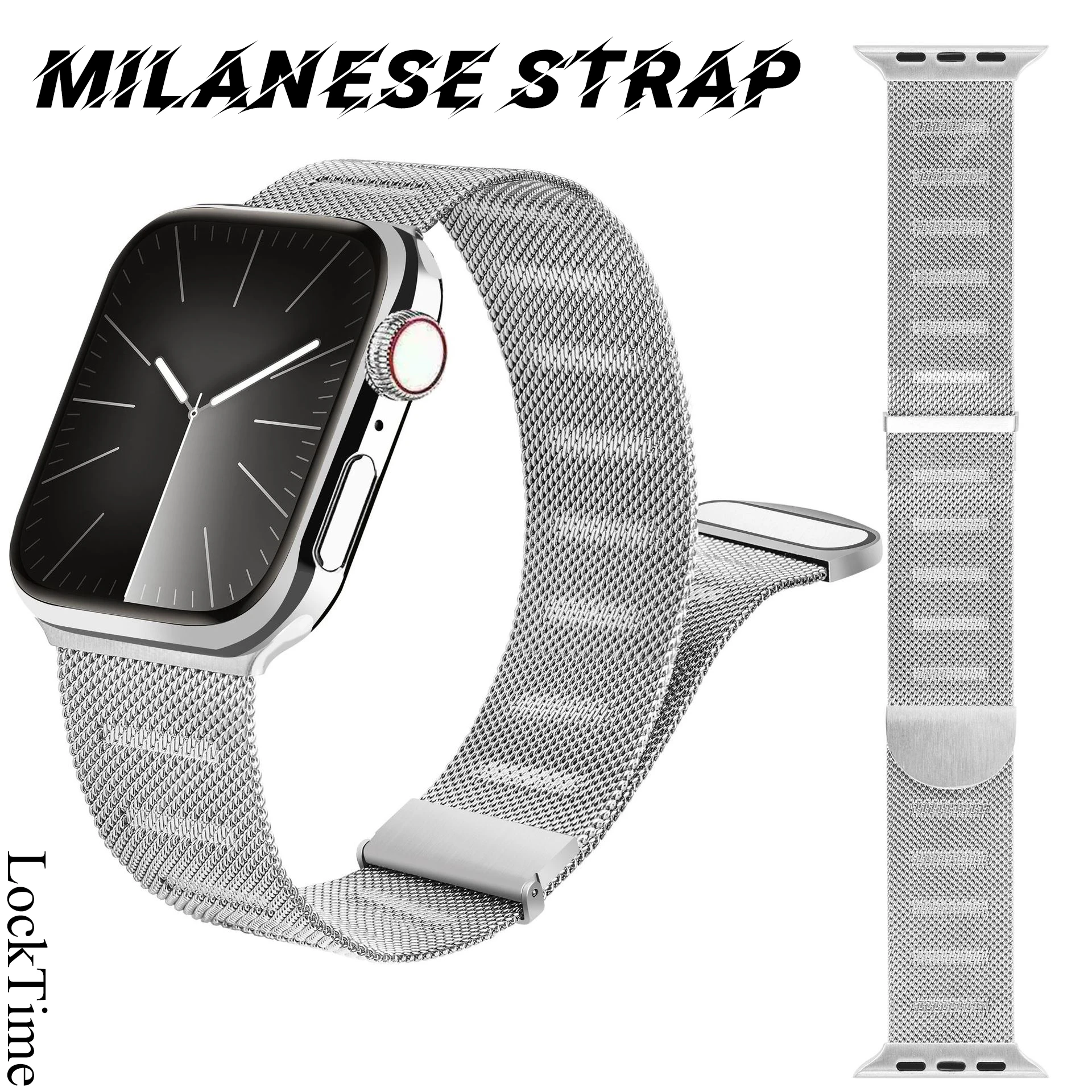 Magnetic Mesh Strap For Apple Watch ultra 2 Band 49mm 45mm 44mm 41mm 40mm 42mm 38mm Correa Bracelet iWatch Series 9 8 7 6 5 3 SE