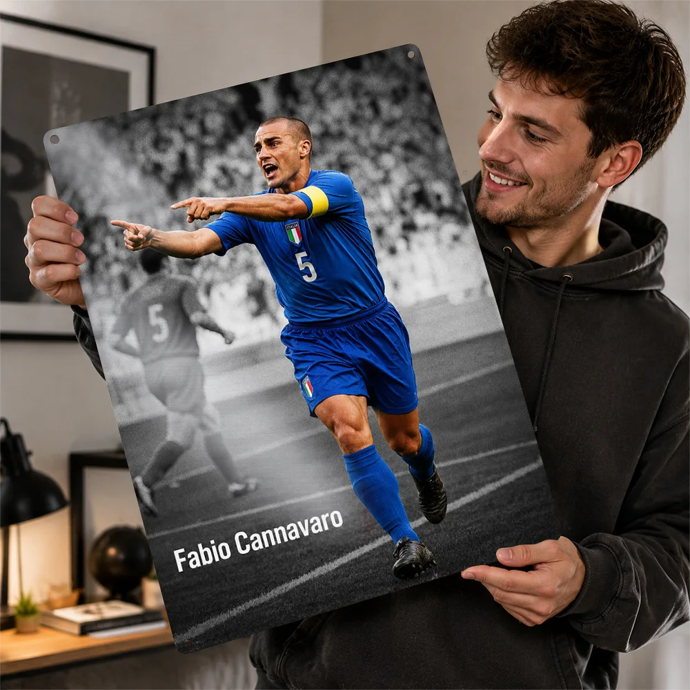 Fabio Cannavaro Football Aluminum Poster Personalized Metal Sign Club Hero Design Wall Art Made For Loyal Supporters In Office
