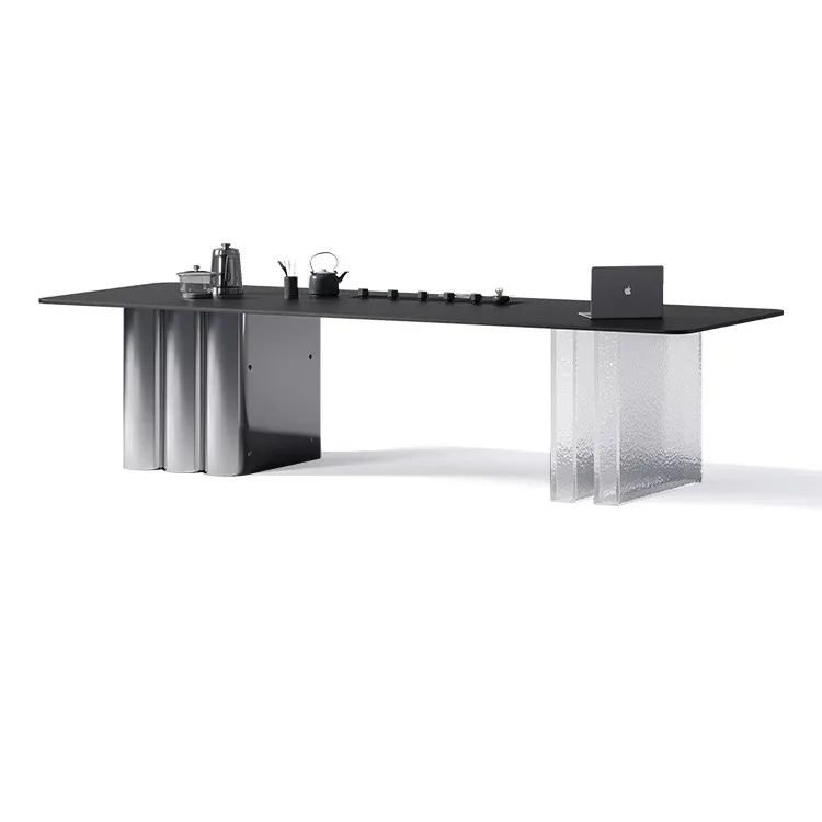 A complete set of simple combination rectangular home office rock slab tea tray modern tea table all-intelligent integrated