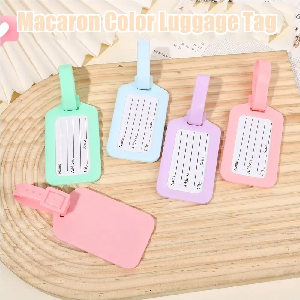 Macaron Color Name Luggage Tag Solid Color PVC Airplane Suitcase Tag Information Card Luggage Shape Boarding Pass Holiday Travel