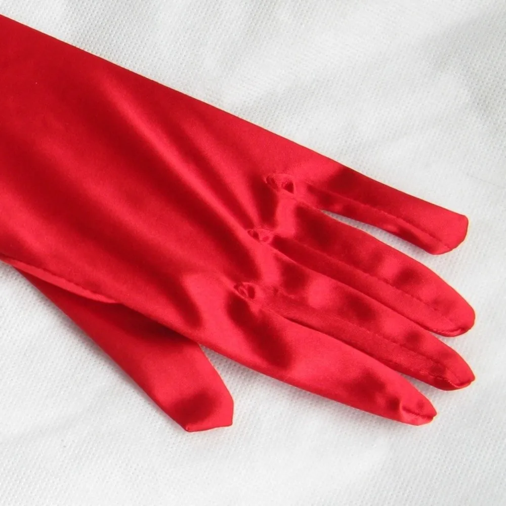 Picture 5: Ceremony Elegant Beaded Bridal Gloves Full Finger Long Wedding Gloves Black Solid Color Satin Gloves Bridal Party