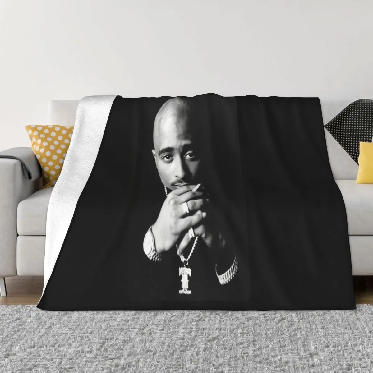 Vtg 2Pac Tupac Shakur Rap Hip Hop Mens New S 234Xl Bc386 Leisure Fashion Children Hip Hop Throw Blanket