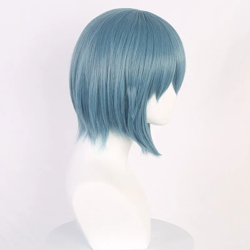 Peluca de Cosplay de Anime Miki Sayaka, pelo corto azul y gris, pelucas sintéticas resistentes al calor, 30cm