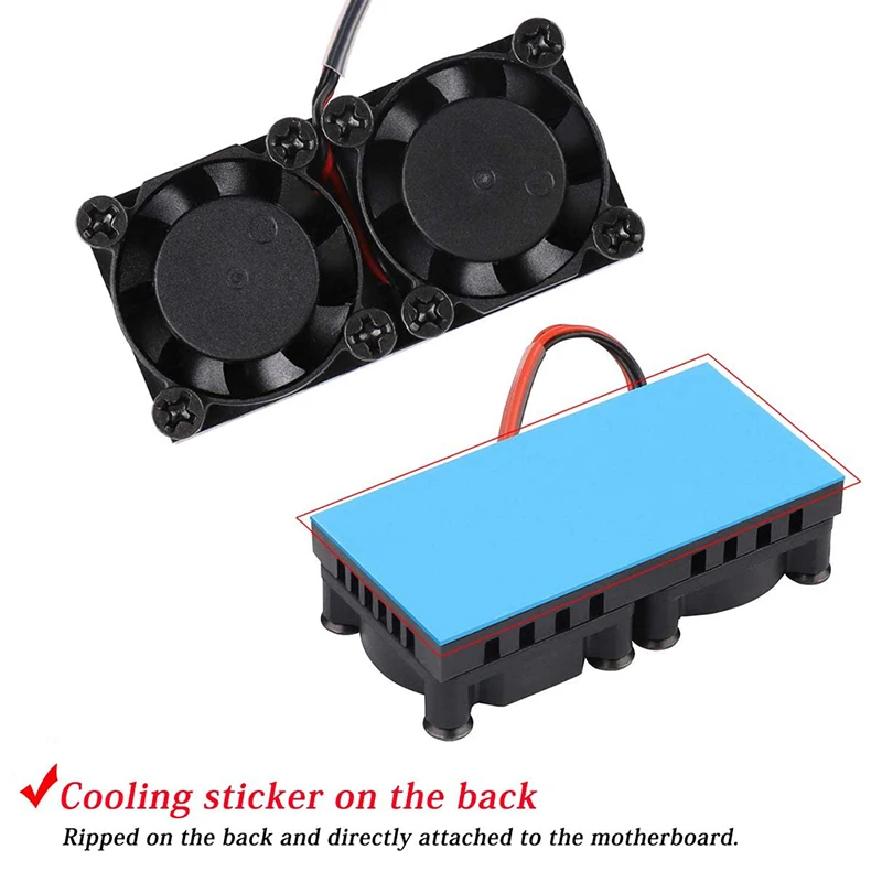 Raspberry Pi 4 Dual Fan Active Cooler CPU RAM مشعاع تبريد من السيليكون وسادة حرارية لـ Raspberry Pi 4B 3B+ 3B