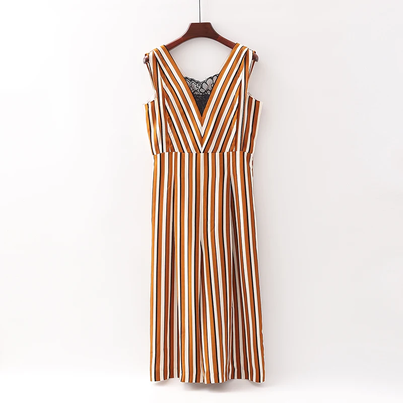 

Ele Lace Splice Pantsuit High Waist Wide Leg Commute Sle Anti-Wrinkle Comfortable Fit Brand New Autumn Season Faion