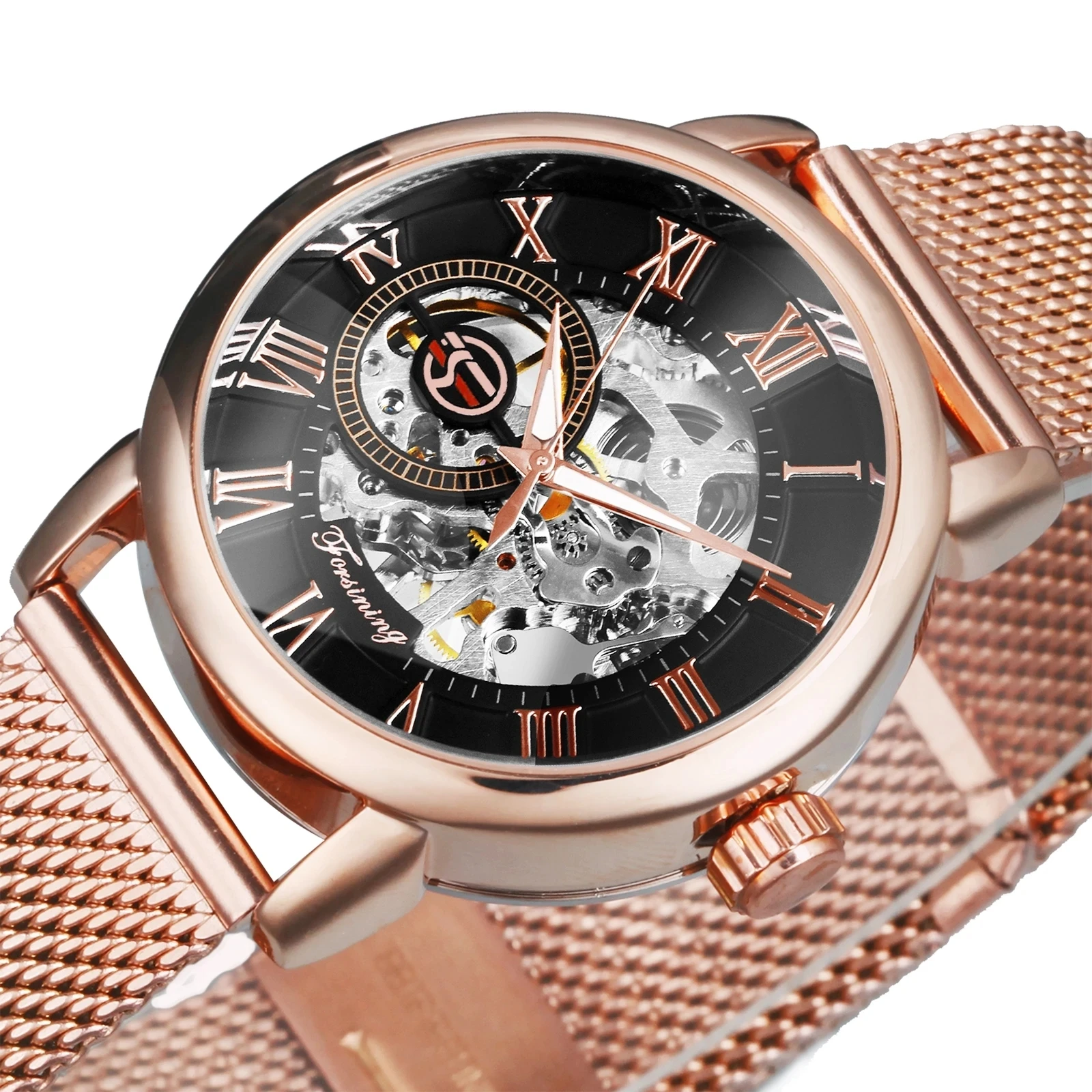 Forsining 99 Fashion Elegant Skeleton Watch for Women New Luxury Factory Mechanical Wristwatches Rose Golden Lady Watches