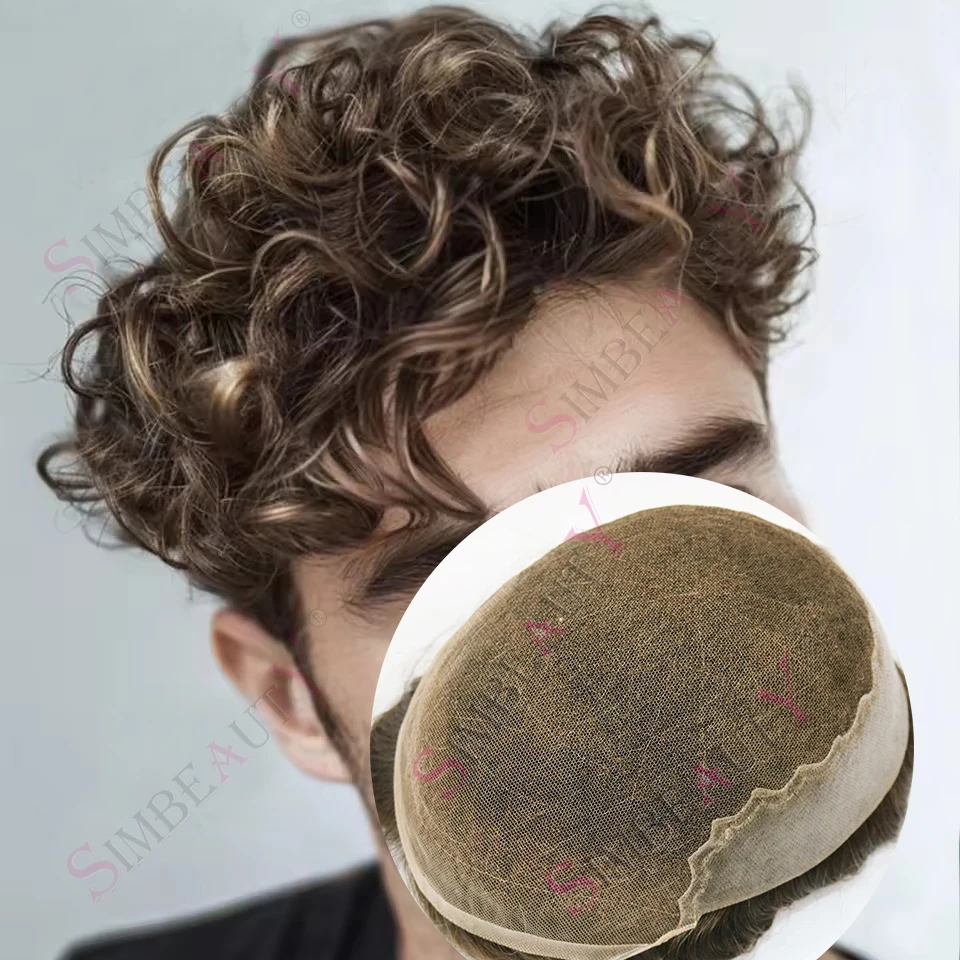 

Европейский 23мм Кудрявый 22р # Пепельно-русый серый устойчивый к поту парик, отбеленные узлы, протез из человеческих волос, незаметная полная швейцарская кружевная система