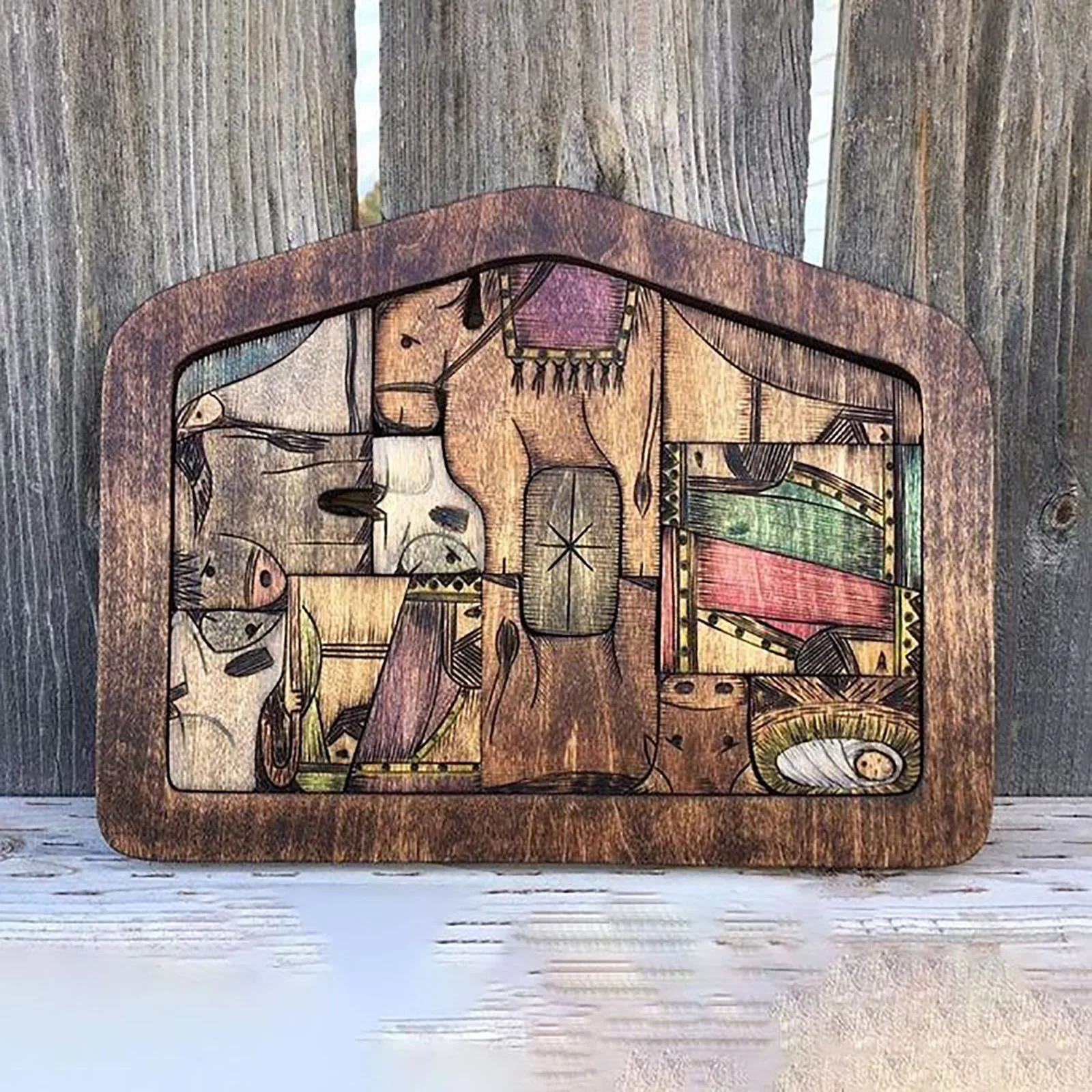 Retro Creative Wooden Jesus Puzzles Nativity Set Nativity Puzzle Puzzle Game Kids Desk Figurine Easter Ornaments