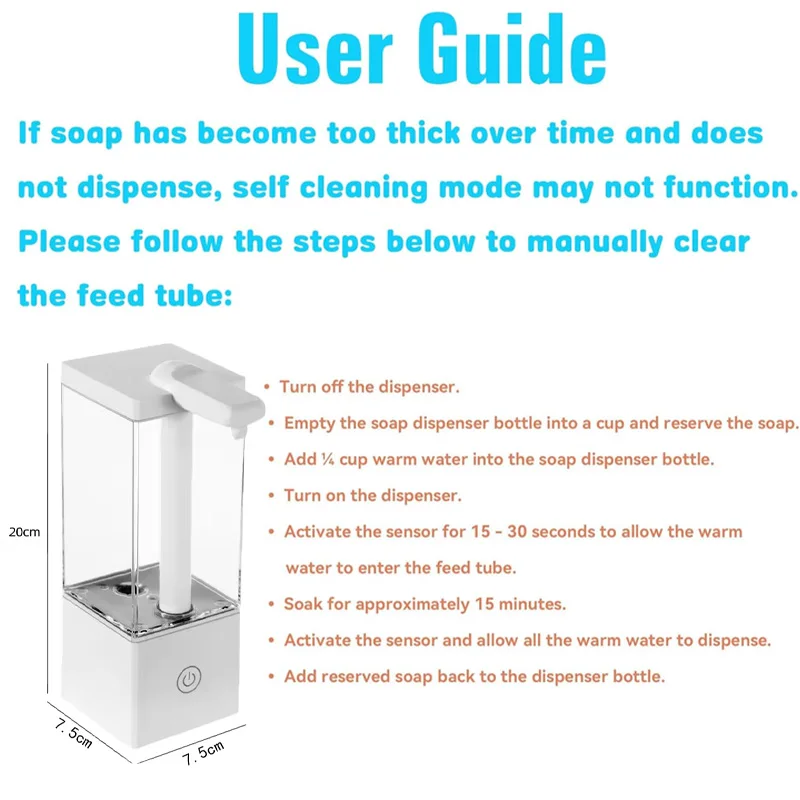 Dispensador de sabonete automático sem toque - 490ml USB recarregável sem contato para sabonete líquido/desinfetante ideal para cozinha/banheiro