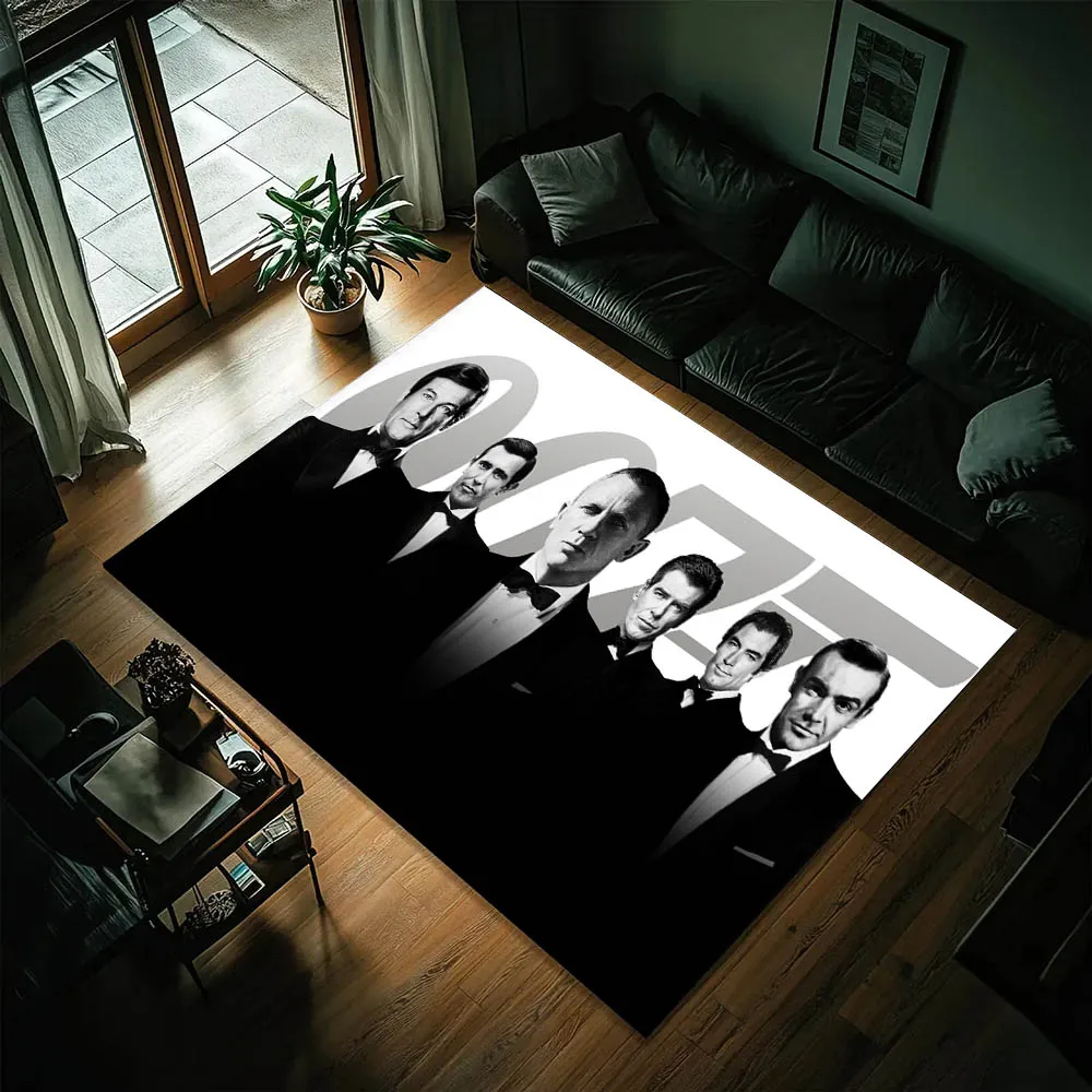 3D Spy Film Classic Poker J-Jame-s B-Bond Movie Carpet Rug Art for Room Decor Home Bedroom Gift Fans Area Rug Non-slip Floor Mat