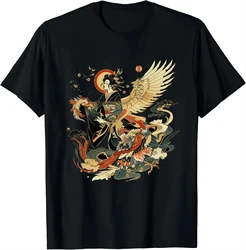 Japanese Retro Vintage Artwork Tengu Goddess Playing Flute T-Shirt Japanese 2000s Style Y2k Women Clothing