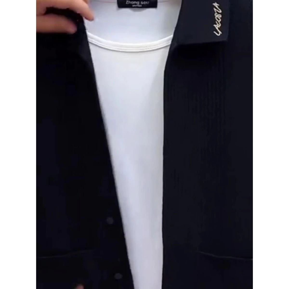 سترة محبوكة للرجال Jaet Busin كاجوال بسيطة من ألياف البوليستر طويلة Sve بطول منتظم ملابس ربيع الخريف