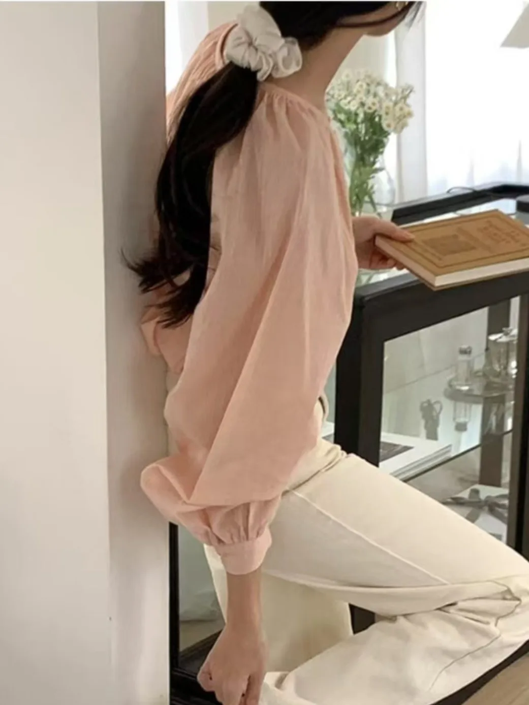 

Soft Lazy Sle Long Sve круглый Ne irt женский свободный дизайн для похудения осень весна зима на одной пуговице ell Jaet