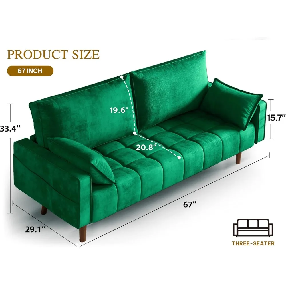 yitahome 67&quot; loveseat sofa, velvet fabric sofa couch for small space, modern loveseat with button tufted seat and side storage p