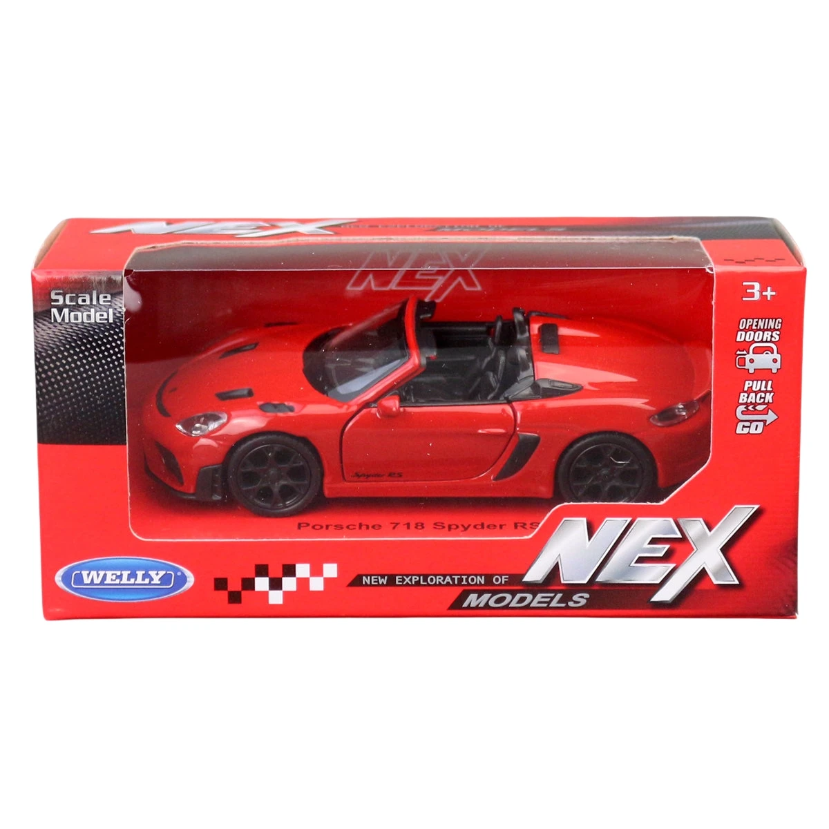 1/36 Porsche 718 Spyder Super Racing Toy Car Model Welly Diecast Vehicle Pull Back Classical Collection Gift For Children Boys view 5