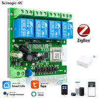 4CH Zigbee Smart Switch Module 4 Channels Controller 220V 12V 24V 10A Relays Work with Alexa Google Assistant Tuya Smart Life