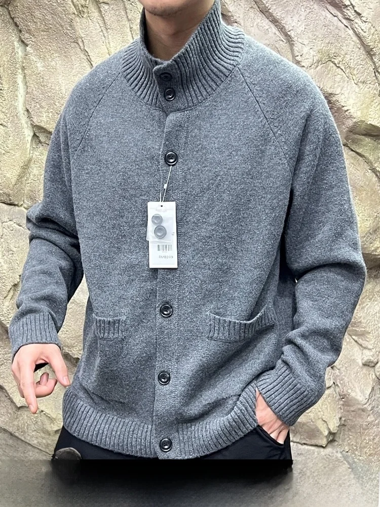 

Loose Knitted Wool Blend Men's Sweater Cardigan f High Collar Casual Sle Commute Suitable Polyester Nylon Acrylic Fiber