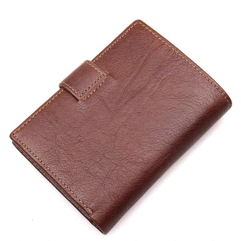 Genuine Leather Men Wallet RFID Casual Short Trifold Wallet Card Holder Large Capacity Hasp Male Purse Clutch Coin Pocket