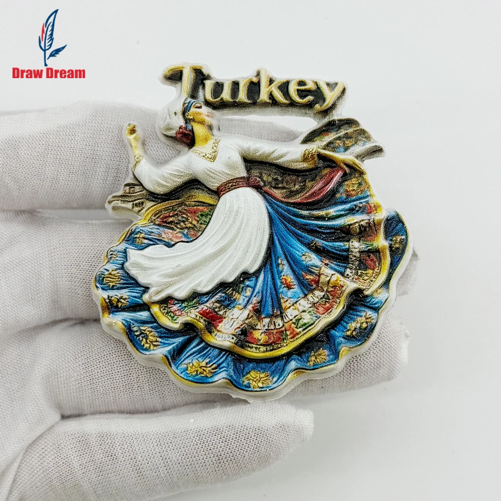 1Pc Turkish Dancer Creative 3D Refrigerator Magnet World Travel Souvenir Collection Suitable for Home and Office Decoration, Personalized Exclusive Travel Souvenir Magnetic Refrigerator Magnet Home Decoration, Kitchen, Room, Office, Cabinet Crafts Gift, Holiday Souvenir, Exquisite Small Gift