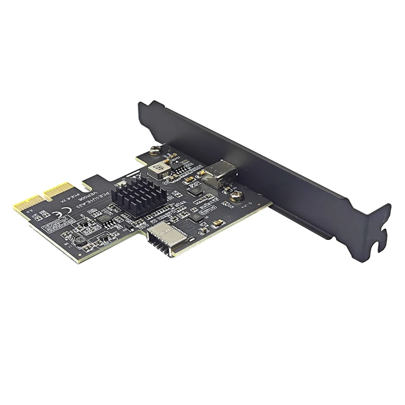 Add On Cards PCI Express X2 to Type-E + Type-C Expansion Card USB3.2 GEN2 10Gbps ASM3142 Chip PCI-E to USB-C Adapter for Desktop