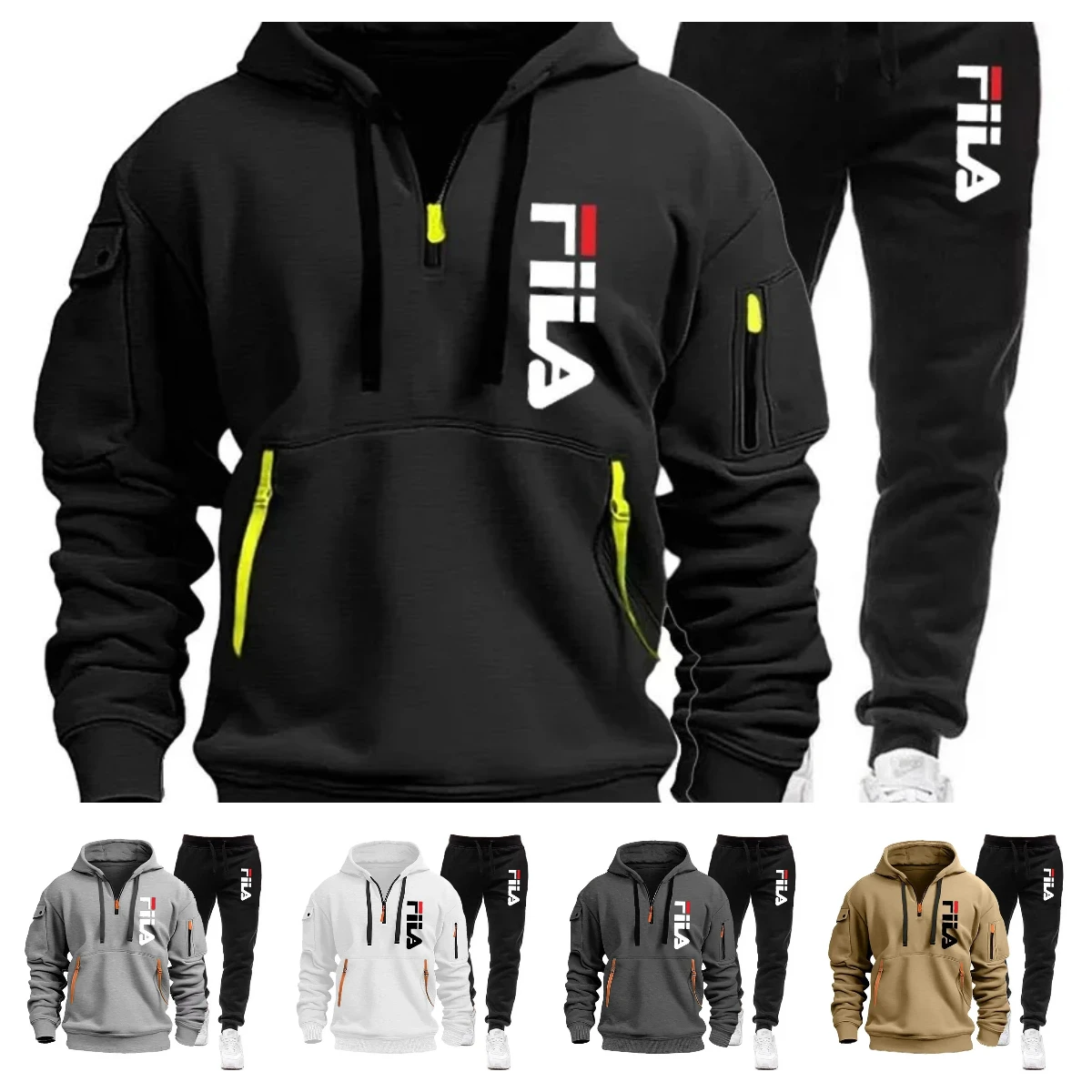 

2025 New Men's Tracksuit Set, Winter Warm Hoodie and Joggers 2-Piece, Casual Streetwear Outfit, Athletic Gym Workout Clothing