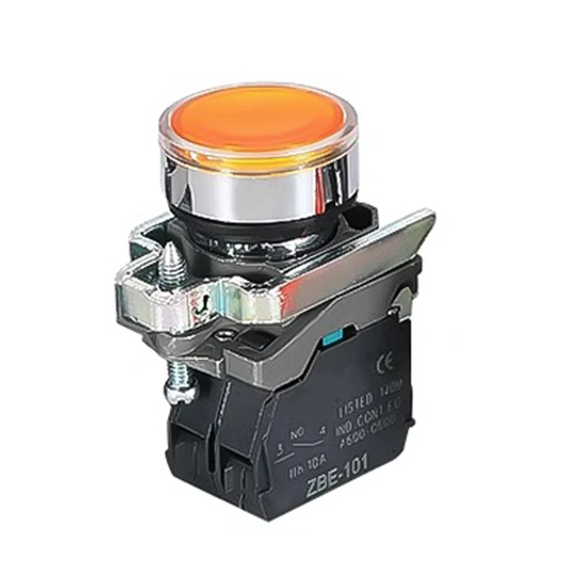 XB4BW34B1C 33B1C round flat head button with light start stop normally open normally closed self-reset switch