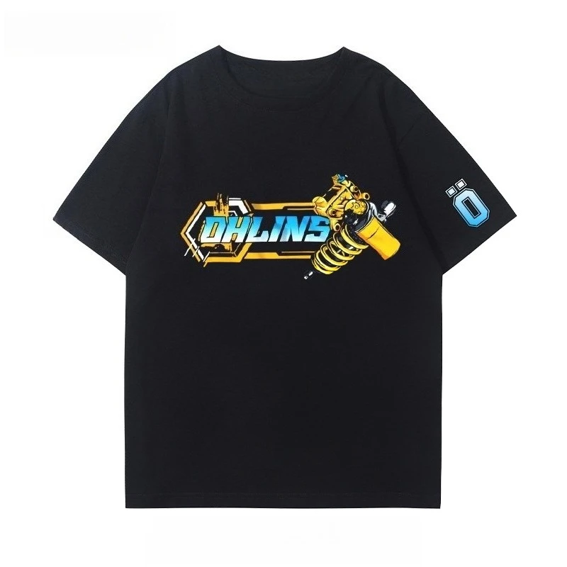 OHLINS دراجة نارية امتصاص الصدمات تعديل تي شيرت الملابس عادية العصرية العلامة التجارية الرجال النساء نادي السيارات طاقم الرقبة قصيرة الأكمام