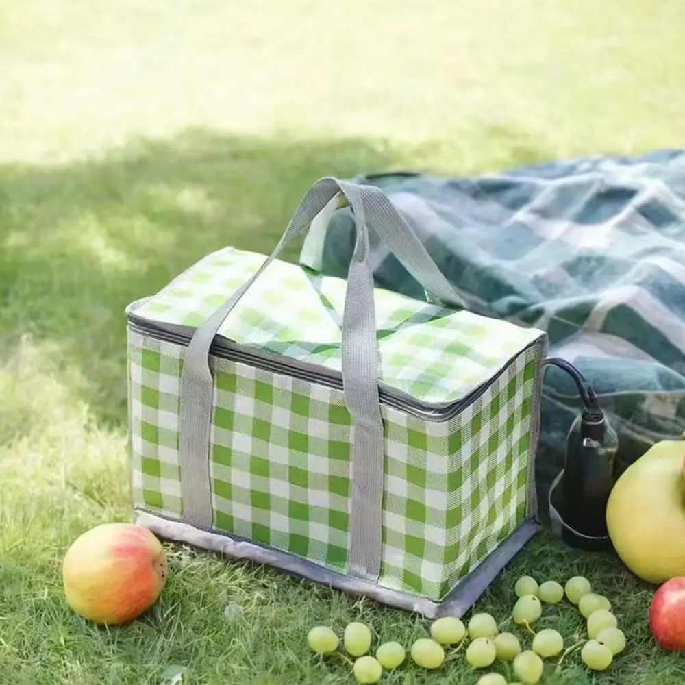 

Insulated Picnic Cooler Bag for Beach, Reusable Grocery Bag with Zippered Top, Collapsible 24L