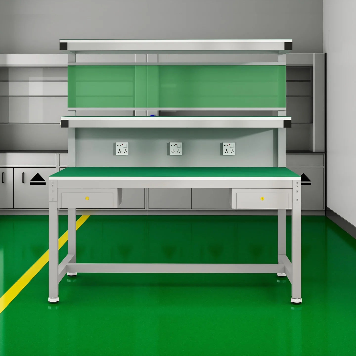 New thickened anti-static worktable table three-layer with light stand assembly line operation and maintenance table inspection