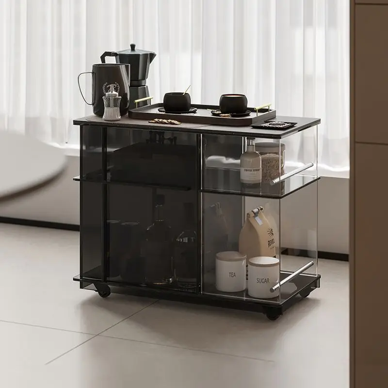 Tea cabinet movable living room  cabinet trolley simple wine cabinet