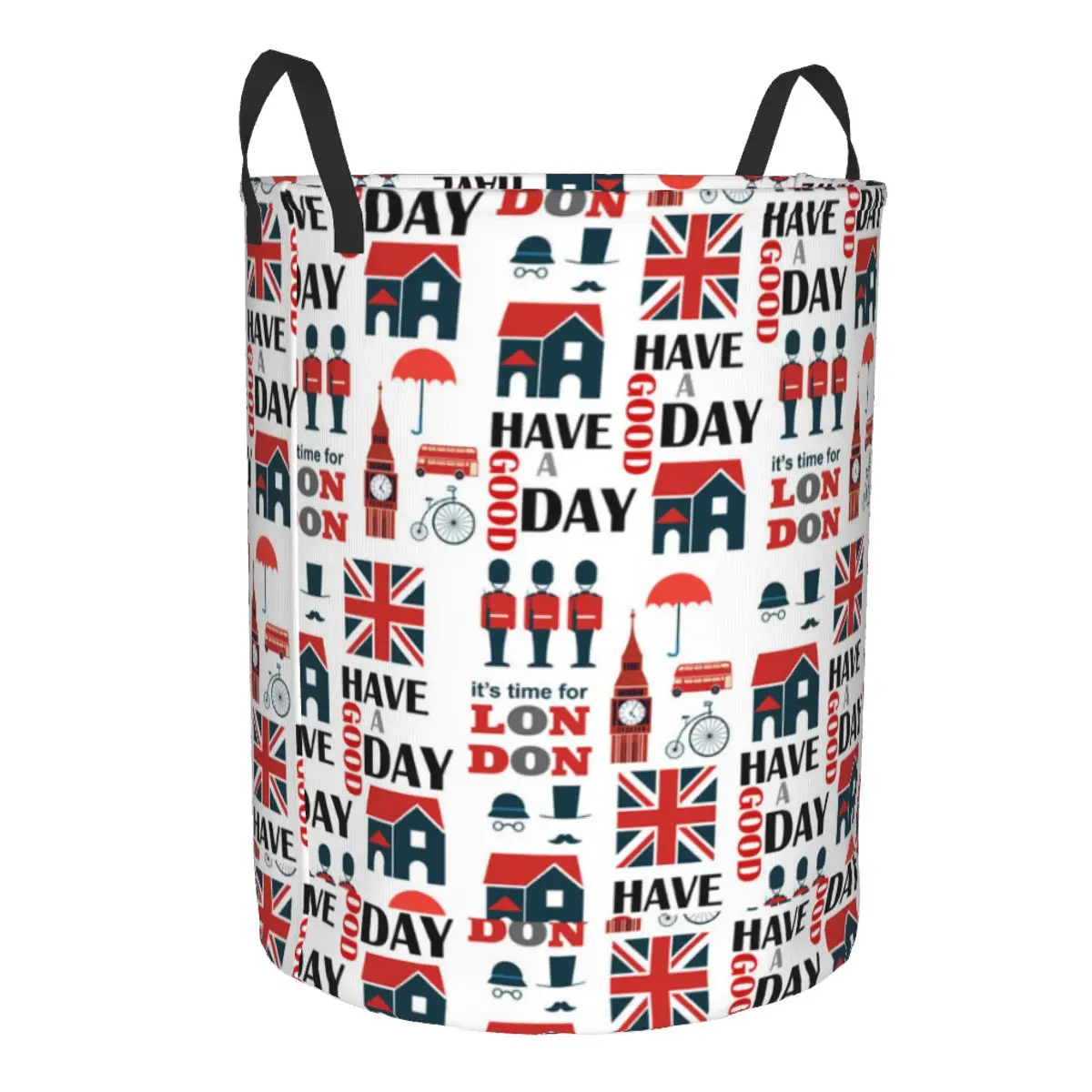 United Kingdom London Collage Laundry Hamper Large Clothes Storage Basket UK British Pattern Toy Bin Organizer for Nursery