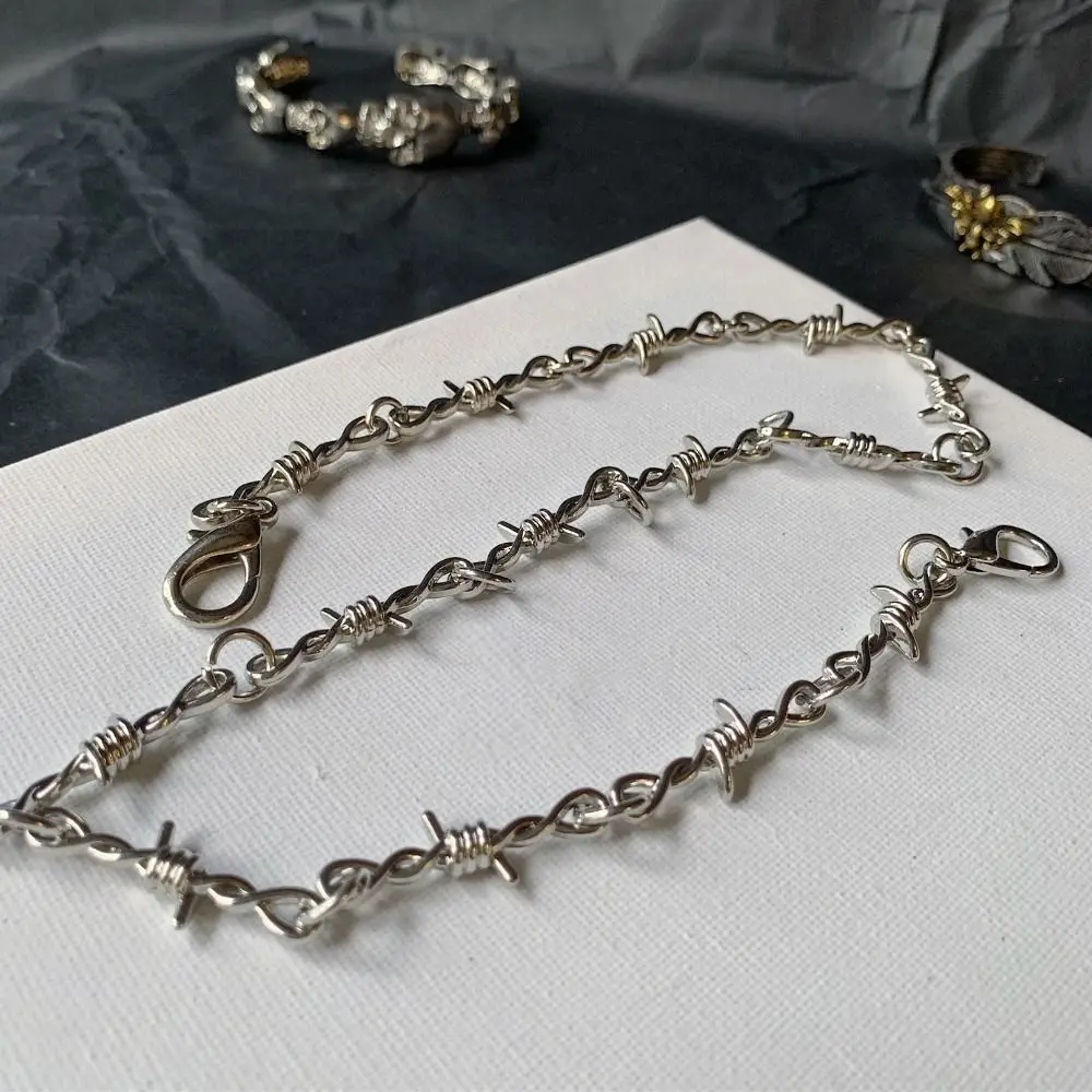 트렌디 메탈 팬츠 체인 가시 와이어 힙합 롱 허리 체인 그런지 고스 펑크 목걸이 여성 남성 청바지 액세서리