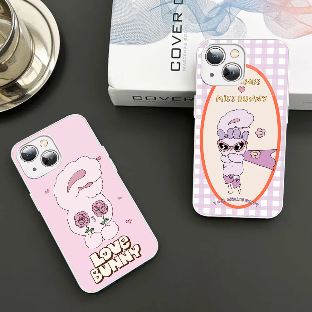 E-Esther B-Bunny Phone Case Tempered Glass For iphone 14 13 12 11 Pro Mini XS MAX 14Plus X XS XR Fundas