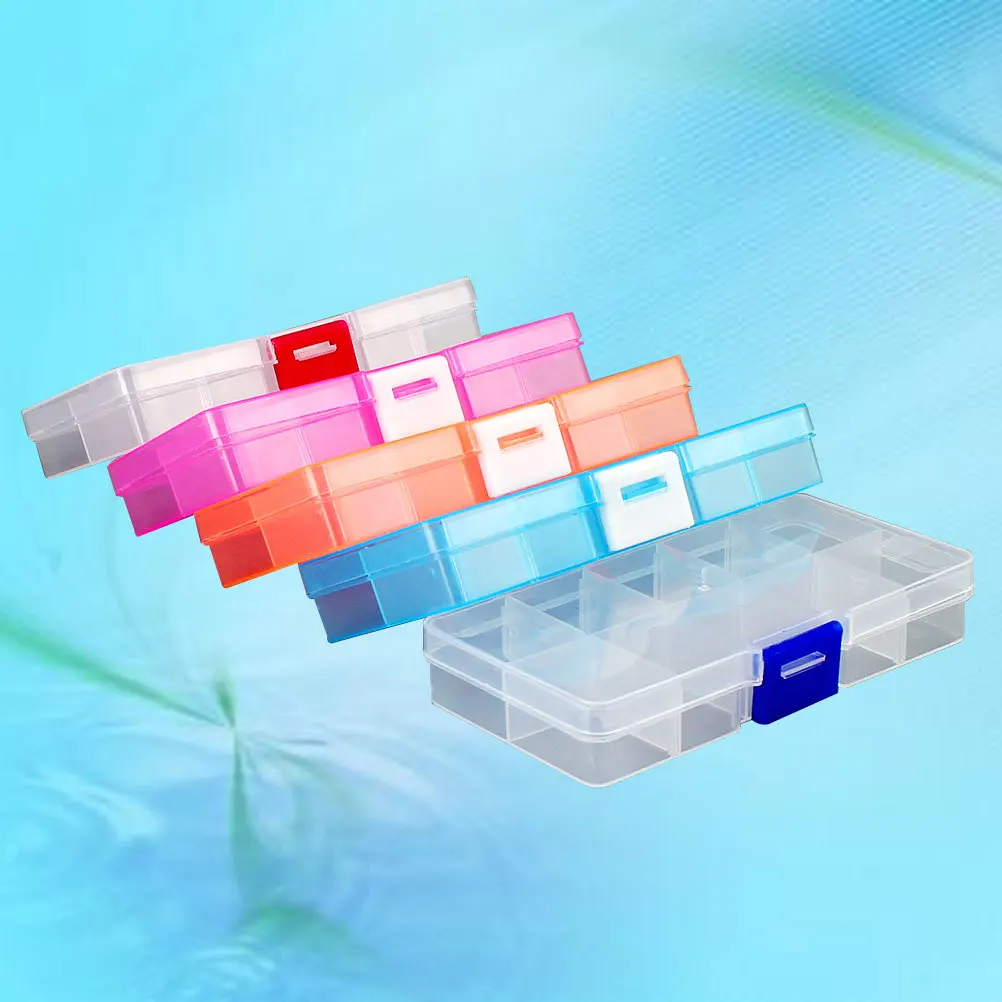 

5Pcs Plastic Storage Box Organizer Adjustable Dividers Removable Jewelry Container Case for Earrings Rings Beads Pills Mini